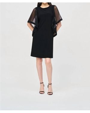 Joseph Ribkoff Mesh Butterfly Bell Sleeve Dress - Black