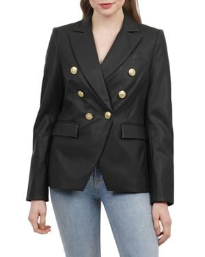 Love Token Nellie Faux Leather Double Breasted Jacket - Black