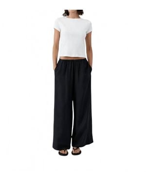 St. Agni Wide-Leg Grid Relaxed Pants - Black