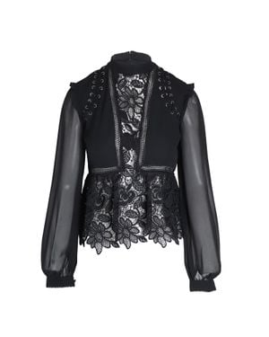 Self-Portrait Sheer Top - Black