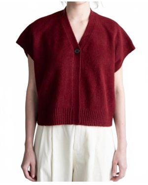 Elle Grey V Neck Sweater Vest - Red