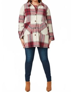 Hayden LA Plaid Button Up Patch Pocket Jacket - White