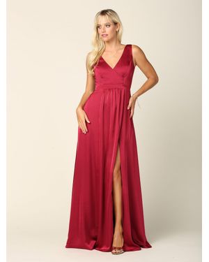 TRUEDAMES Formal Sleeveless Long Bridesmaid Dress - Red