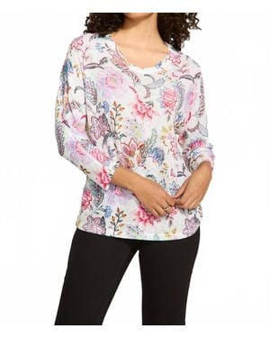 Fdj Floral Print Loose Fit Dolman Top - White