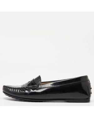 Tod's Patent Leather Penny Slip On Loafers - Black