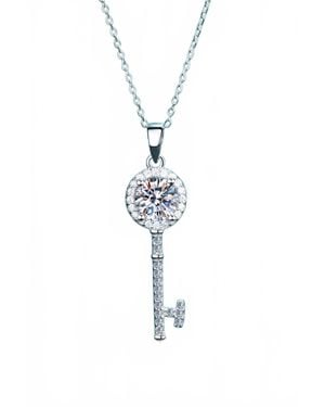 Adore Moissanite Key Pendant Necklace - Blue