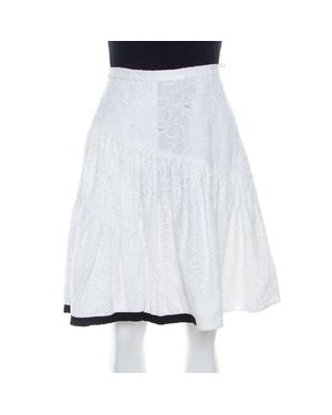 N°21 N21 Cotton Lace Paneled A Line Skirt - White
