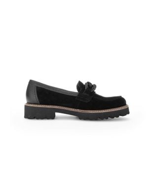 Gabor 75.240.17 Suede Slip On Loafers - Black