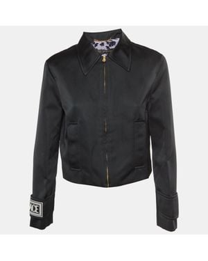 Versace Jersey Cropped Zip Jacket - Black