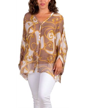 Gigi Moda Angelo Baroque Silk Blouse - Orange