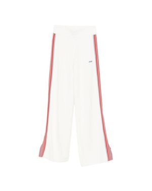 Autry Stripe Logo Wide-Leg Pants - White