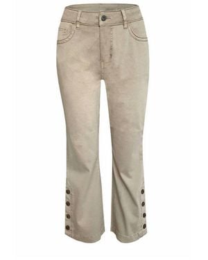 Ethyl Flare Capri Pants With Buttons - Natural