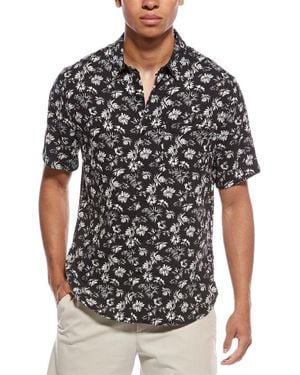 Vince Firework Floral Classic Fit Linen-Blend Shirt - Black