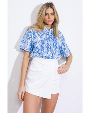 TRUEDAMES Just Can'T Wait Woven Top - Blue