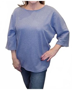 Pure Essence Three-Quarter Length Sleeve Flowy Top - Blue