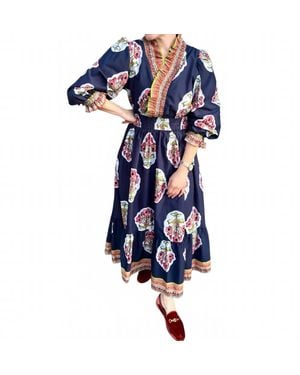 Umgee Adalia Ruffle Midi Dress - Blue