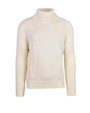 Gran Sasso Ribbed Virgin Wool Turtleneck Sweater - White
