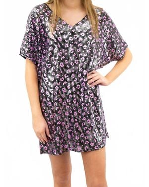 Adrienne Animal Print Metallic Shift Mini Dress - Multicolor