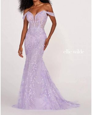 Ellie Wilde Off Shoulder Dress - Purple