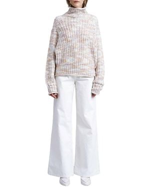 Flat White Roade Rolled Neck Knit Sweater - White