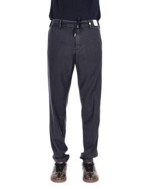 Myths Drawstring Delavé Wool-Cashmere Pants - Blue