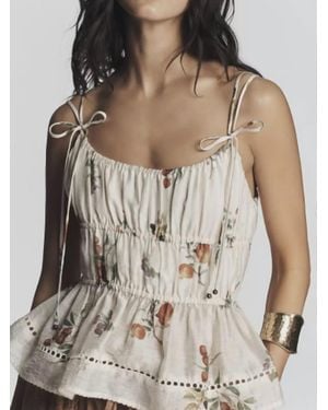 En Saison Tulsa Peplum Top - Natural