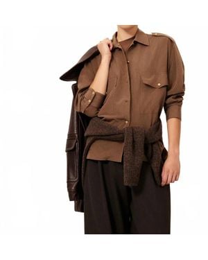 Sessun Honoria Stripe Button Down Shirt - Black