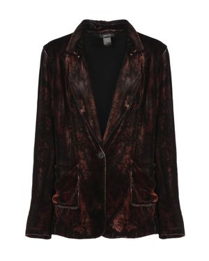 Avant Toi Burgundy Melange Velvet Blazer - Black