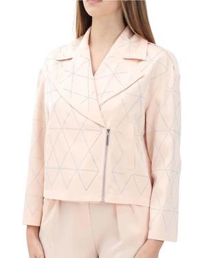 SIMONA CORSELLINI Polyester Satin Biker Jacket - Natural