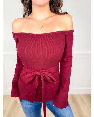 Lalavon Ribbed Long Sleeve Top - Red