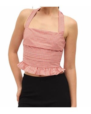 Elodie Bruno Coraline Gingham Halter Top - Red