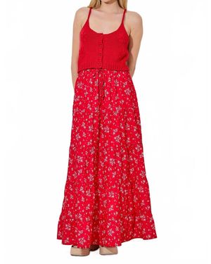 Baevely By Wellmade Caroline Floral Print Tiered Maxi Skirt