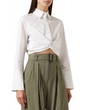 Matthew Bruch Twist Button Up Top - White
