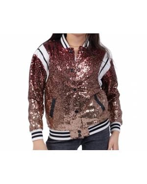 Central Park West Girl's Sequin Bomber Jacket - Red
