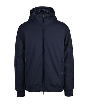 Add Down-Filled Soft Shell Coat With Adjustable Hood And Practical Zip Closure - Blue