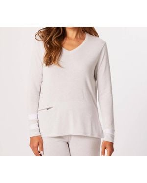 French Kyss Zip Pocket V-Neck Top - White