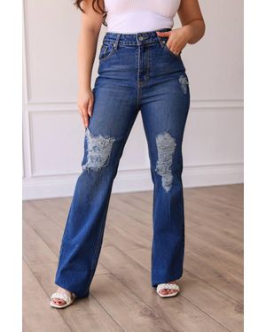 Southern Grace Mid Rise Straight Leg Denim - Blue