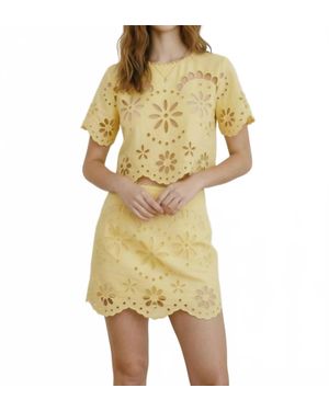 Lena® Eyelet Embroidery Mini Skirt - Yellow