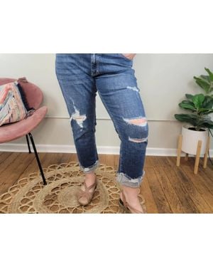 Kancan Tara Slim Boyfriend Jeans - Blue