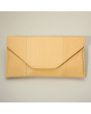 Fashnzfab Snake Skin Patterned Envelope Clutch Shoulder Bag - Orange
