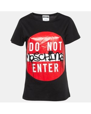 Moschino Couture Do Not Enter Print Cotton T-Shirt - Red