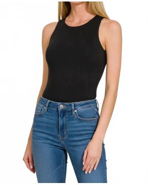 Zenana Haute Sleeveless Bodysuit - Black
