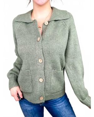 Staccato Keep Me Cozy Knit Long Sleeve Cardigan - Green