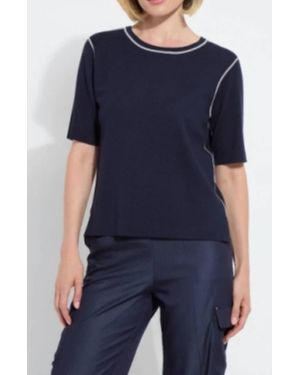 Lyssé Odessa Reversible Knit Short Sleeve Tee - Blue