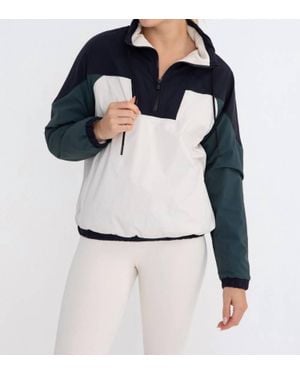 Mono B Dash Color Block 1/4 Zip Pullover Jacket - Blue