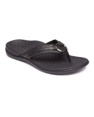 Vionic Tide Aloe Sandals Leather Slip On Ver1089 - Black