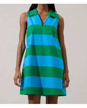 Sugarlips Valady Striped Collared Shift Dress - Blue