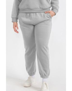TRUEDAMES Plus Size Poly Fleece Elastic Waist Sweatpants - Gray