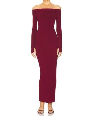 Michael Costello Off Shoulder Bodycon Maxi Dress - Red