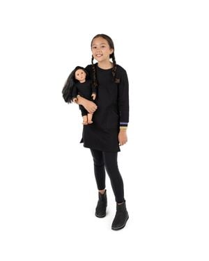 Leveret Girls And Matching Doll Sweat Dress - Black
